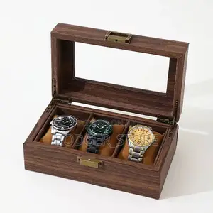 Walnut Wooden 3 Slots Wrist Watch Case