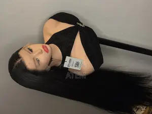 Human Hair Blend Straight Wig