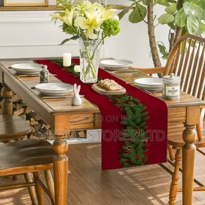 Red Christmas Trees Table Runner