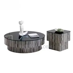 Modern Simple Glass Round Coffee Table Combined With Light Luxury