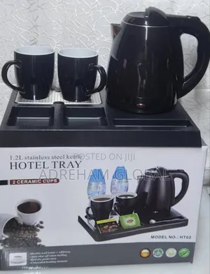 Hotel Room Welcome Tray With 2pcs Cup and 1.2l Stainless Steel Kettle