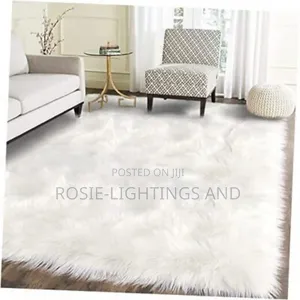 Soft Fluffy Rugs Faux Sheepskin Area Rug(White) 5 by 7