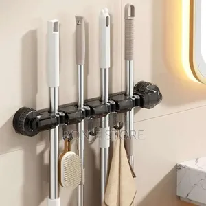 Wall-Mounted Mop Broom Organizer With Suction Cup