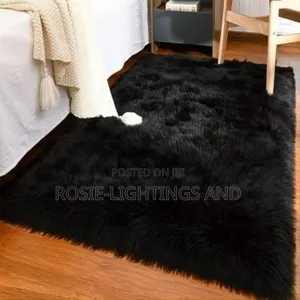 Soft Fluffy Rugs Faux Sheepskin Area Rug(Black)4 by 6