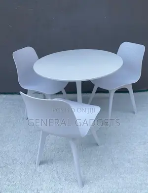 White Wooden Table With 3 Chairs