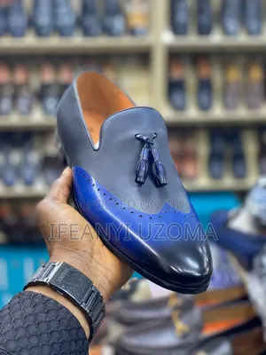Good Quality Blue  and Black  Leather Shoe