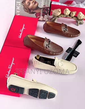 Cream Color and Brown Loafers Shoe