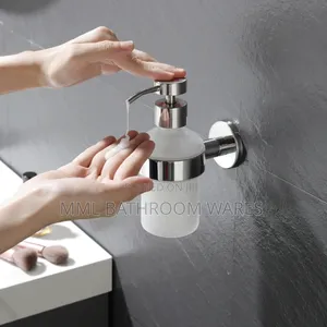 Liquid Soap Dispensers With Frosted Glass Bottles.