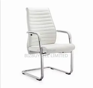 Executive White Leather Visitors Chair.