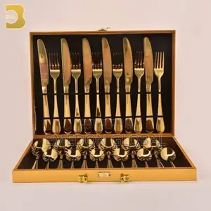 24pcs Gold Box Cutlery Set