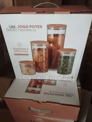 4pcs Set Glass Airtight Storage Container With Bamboo Lid