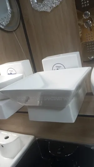 Square Ceramic Wall Mounted Basin and Pedestal X2
