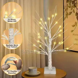 24 Led Night Light Warm White Birch Tree Tabletop Lamp