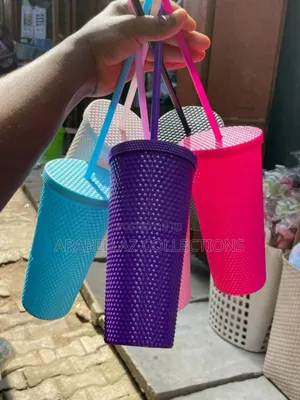 Long Straw Studded Cold Cup Tumbler,