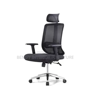 Net Executive Office Chair With Adjustable Arms and Headrest