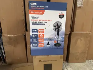 Homeworx 18inchs Solar Rechargeable Standing Fan With 25w Solar Panel