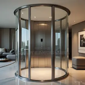 “Luxury Curved Glass Home Elevator Lift