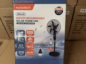 Homeworx 18inchs Solar Rechargeable Stand Fan With 18v 25w Solar Panel