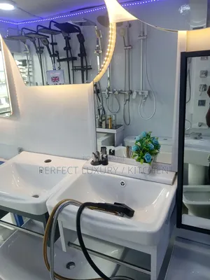 Basin With Mirror and Towel Hanger