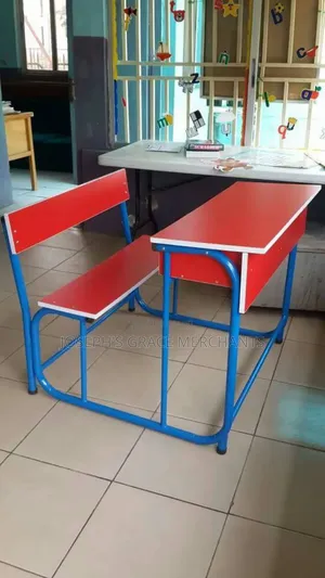 2 Seaters Students Desks and Chair. Fabricated in Nigeria HDF Plywood