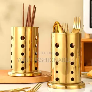 Gold Stainless Steel Cutlery / Utensils Organiser and Drainer