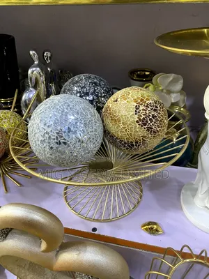 Center Table Decorative Gold Bowl, 3pc Shining Balls