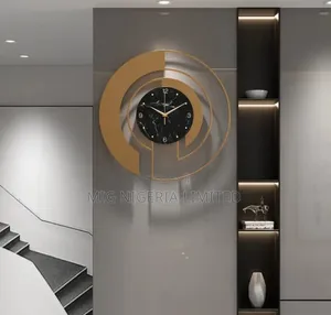 Gold Luxury Modern Design Metal Art Silent Hangi Clock for Living Room