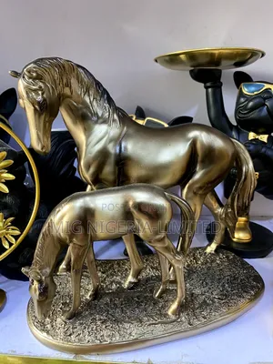 2pc Horse Statue Figurine Ornaments Gold Horses Crafts Home Decoratio