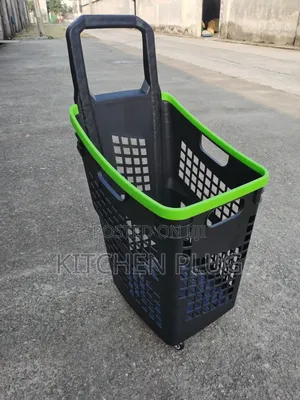 Plastic Shopping Basket With Wheels, 70 Litres of Space.