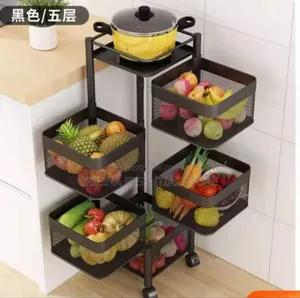 Rotatable Kitchen Multipurpose Storage Trolley Basket 5 Tier