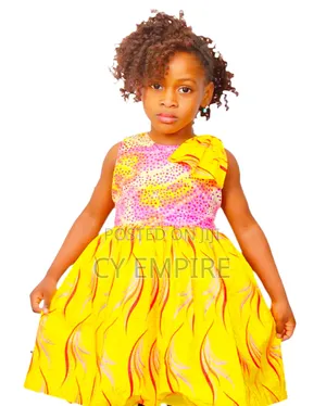 Girls Ankara Dress Yellow