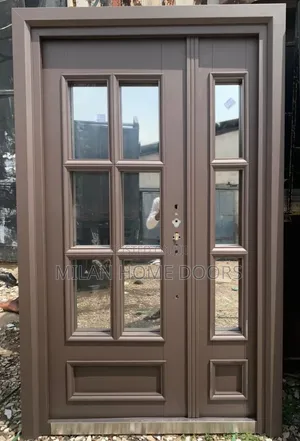 4ft Walnut French Glass Security Door