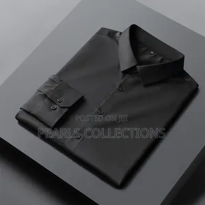 100% Cotton Long-Sleeve Black Corporate/Office Shirt