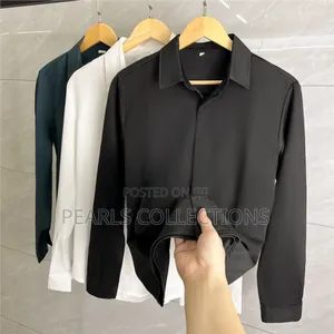 100% Cotton Long-Sleeve Black Corporate/Office Shirt