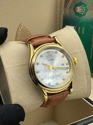 Rolex Brown Leather Wristwatch Ogu 8h