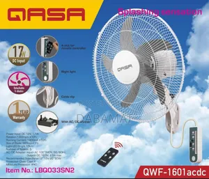 Qasa 16 Inches Ac/Dc Solar Wall Fan With Remote