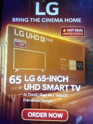 65 Inches Smart Tv With Building Showcasing Apps