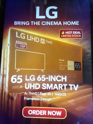 65 Inches Smart Tv With Building Showcasing Apps