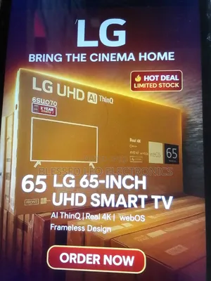 65 Inches Smart Tv With Building Showcasing Apps