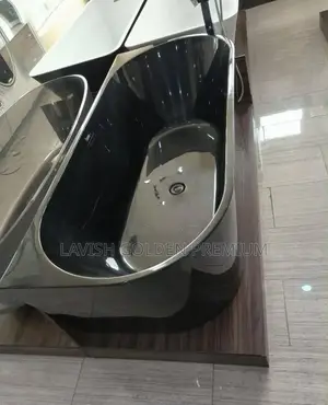 Original Acrylic Freestanding Bathtub Oval Shape Black Design