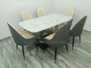 Ccomplete 6 Sitter Marble Dining Table