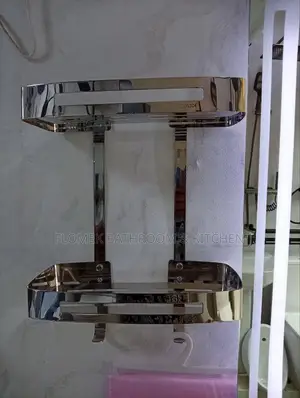 2 Steps Shelf For Bathroom And Bedroom - Stainless Steel.