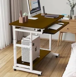 80cm Laptop Table With Keyboard Drawer
(Brown White)