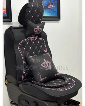 Pink And Black Crown Car Seat Cover