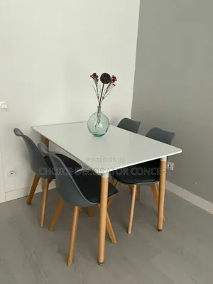 Stylish 4-Seater Dining Table Set – Modern White Design