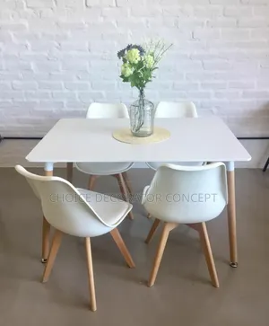 Stylish 4-Seater Dining Table Set – Modern White Design
