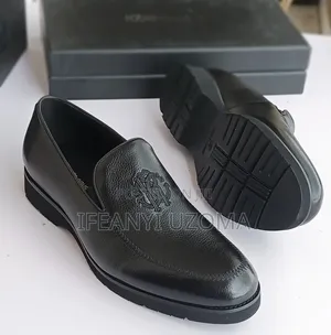 Coffee Brown and Black Leather Shoe