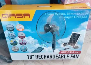 Qasa 18" Rechargeable Solar Standing Fan + Solar Panel + Warranty