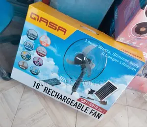 Original 18" Qasa Rechargeable Solar Fan + Solar Panel + Warranty