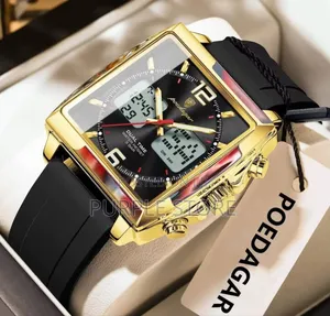 Poedagar Digital and Analog-Time-Rubber-Strap-Wristwatches